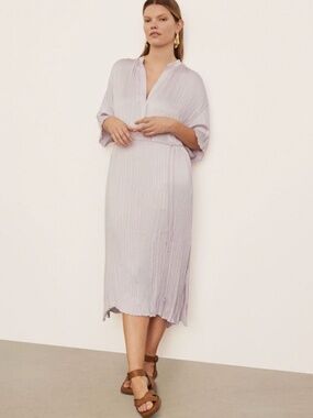 Vince Crushed Satin Midi Dress Violetta Light Violet SZ 1X